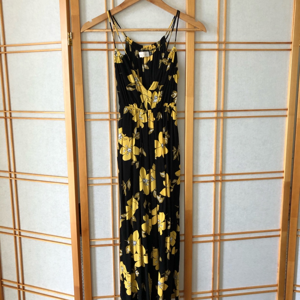 Floral Black & Yellow Jumpsuit